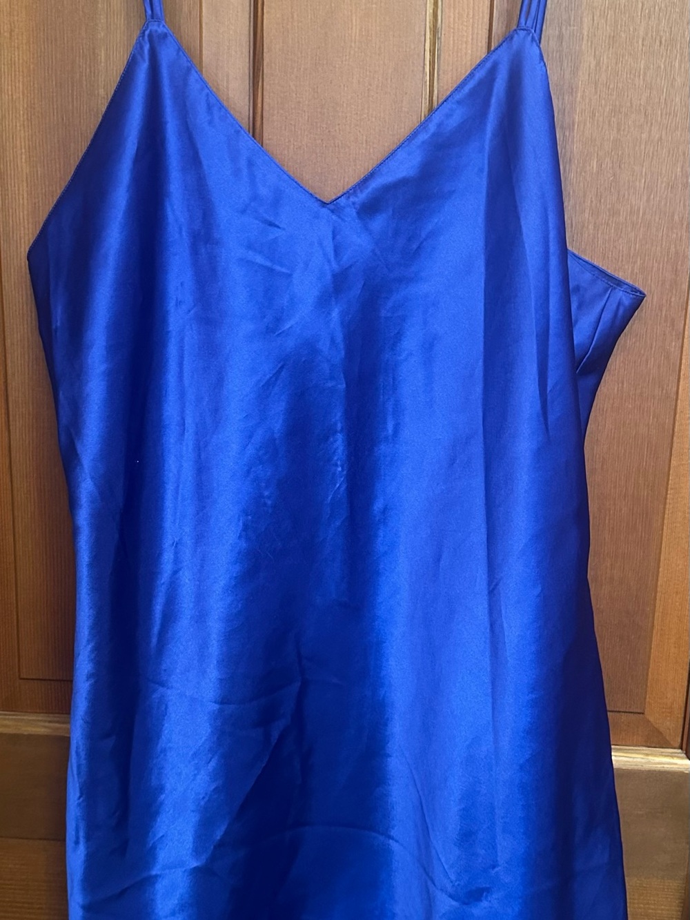 Vintage Royal Blue Satin V-Neck Nordstrom Lingerie Slip